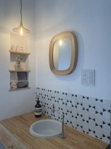 造作手洗い 洗面ボール モザイクタイル ニッチ